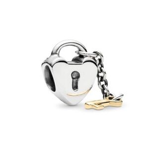 Pandora gold and silver key to my heart lock charm
